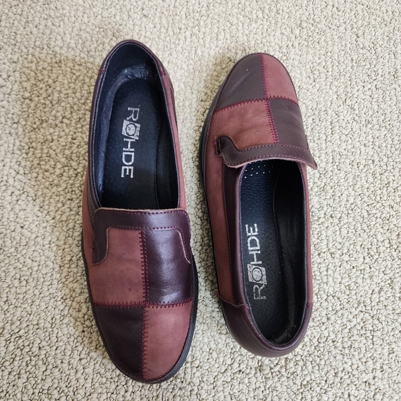 ROHDE Patchwork Leather Loafers Shoes Size 6 Red Burgundy Slip on Shoes Funky - Picture 9 of 11